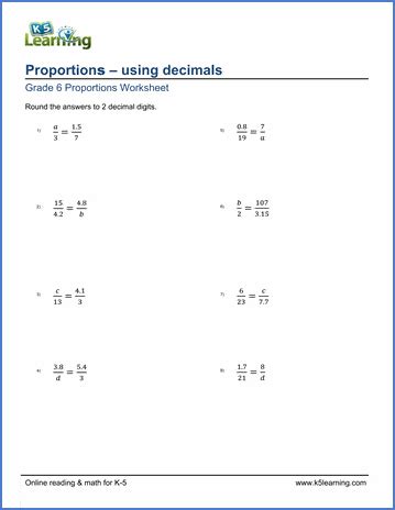 Free Printable Ratio Table Worksheets | Brokeasshome.com