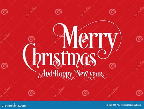 Happy Christmas Lettering Calligraphy Text Art Design with Red Background Stock Vector ...