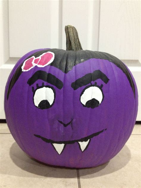 Cute vampire painted pumpkin. | Painted pumpkins, Pumpkin decorating, No carve pumpkin decorating