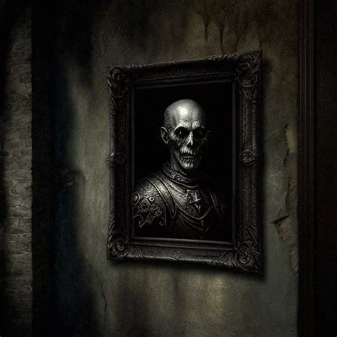 Ai Art Generator: creepy portrait on wall in old house