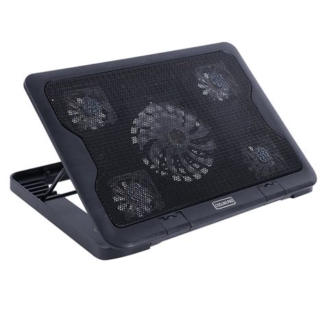 wood cooling pad USB Laptop Cooling Pad 5 Fans Cooler Stand Multi-Angle Adjustable Cooler ...