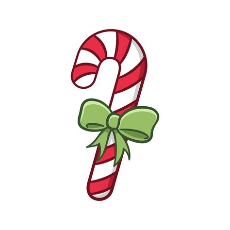 Peppermint candy cane with ribbon cartoon illustration. Winter Christmas theme clip art ...