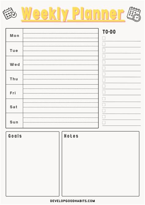 35 Free Weekly Planner Template Printables for 2024