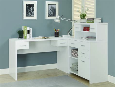 Sleek White Finished L-shaped Corner Office Desk with Storage – OfficeDesk.com