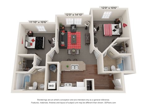 2, 3 and 4 Bedroom Apartment Floor Plans | Capstone Quarters