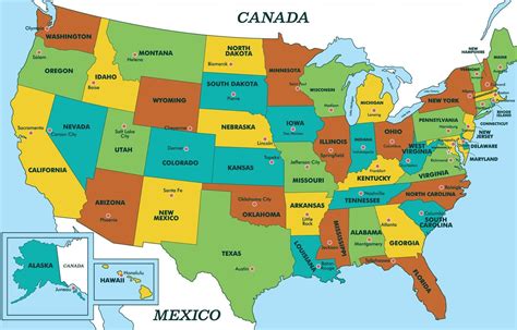 United States of America Map with Border Countries 20548250 Vector Art at Vecteezy