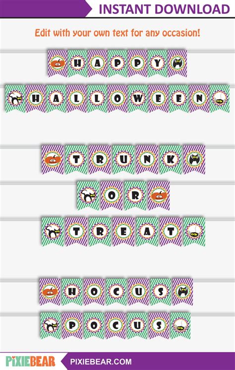 Trunk or Treat Banner Printable Halloween Banner Halloween - Etsy