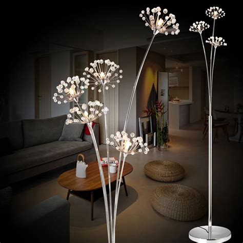 Aliexpress.com : Buy New Modern Crystal Floor Lamp For Living Room Flower Decorative LED Steel ...