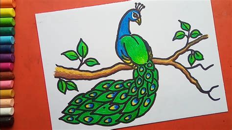 Easy and simple Peacock drawing - YouTube