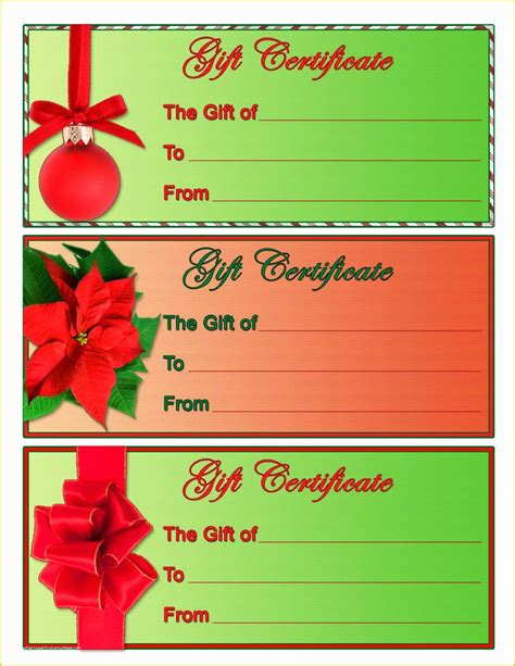 Christmas Blank Gift Certificate Template Free Of 28 Cool Printable Gift Certificates ...