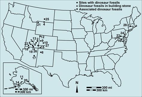 Us Map Of Dinosaur Fossils