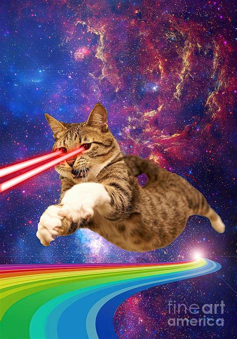 Laser cat in space Painting by Daniel Theo - Fine Art America