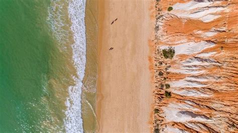 Premium Photo | Aerial view of dramatic landscape by beach