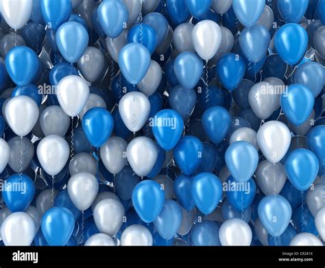 Blue and white balloons background Stock Photo - Alamy