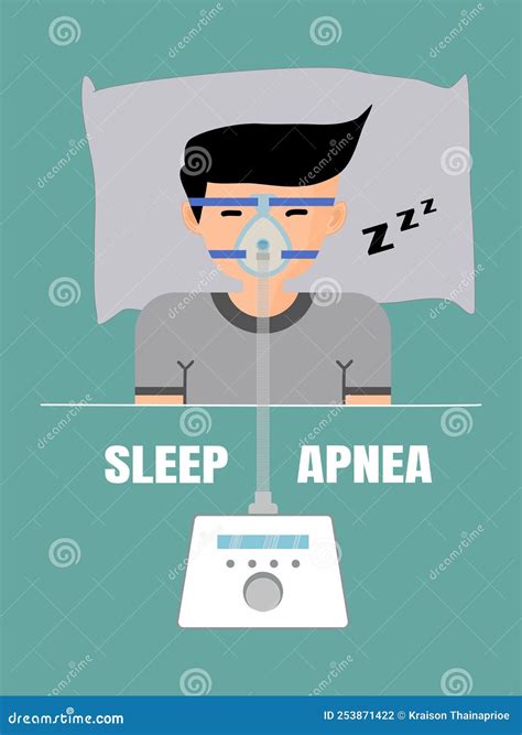 Man Sleep Apnea Using a CPAP Machine Stock Vector - Illustration of presentation, vector: 253871422