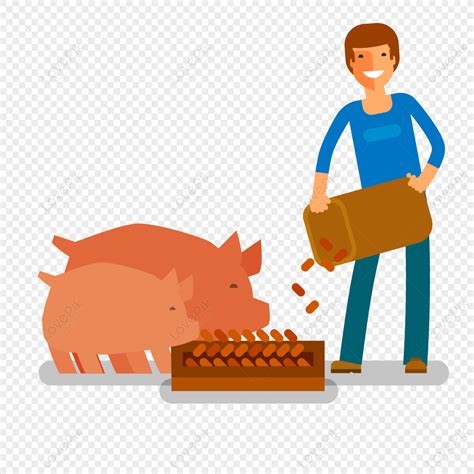 Farmer Feeding Pig Elements, Feeding Pigs, Pig Pigs, Cartoon Pig PNG Free Download And Clipart ...