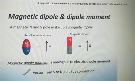 Solved A magnetic dipole moment is a vector quantity directy | Chegg.com