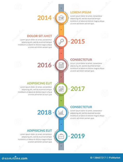 Vertical Timeline Template Cartoon Vector | CartoonDealer.com #104741933