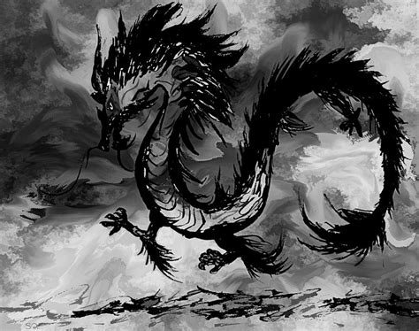 Chinese black dragon Drawing by Abstract Angel Artist Stephen K - Fine Art America