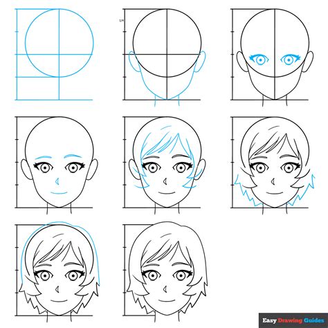 How to Draw an Anime Head and Face in Front View - Easy Step by Step Tutorial