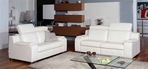 Modern White Leather Sofa Living Room Design : White Top Grain Leather Living Room Sofa Set 3pcs ...