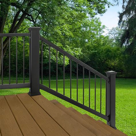 Trex (Assembled: 6-ft x 3-ft) Enhance Charcoal Black Composite Deck Railing Kit with Balusters ...