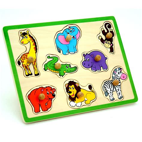 Wooden Wild Animals Chunky Peg Puzzle - Wrap Your Love