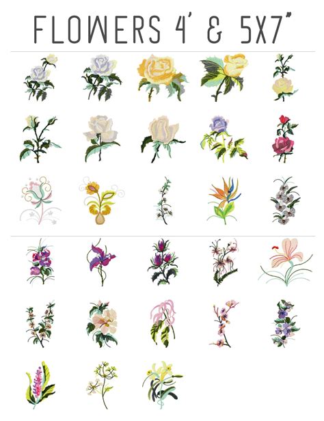 28 LARGE Flower Machine Embroidery Designs Floral Embroidery - Etsy