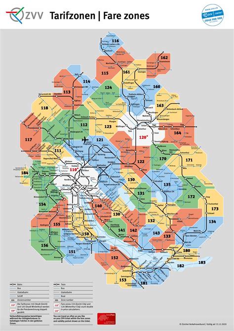 Zurich Public Transport Zones Map - Transport Informations Lane