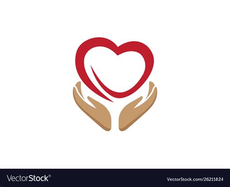 Hands and heart caring human health logo Vector Image