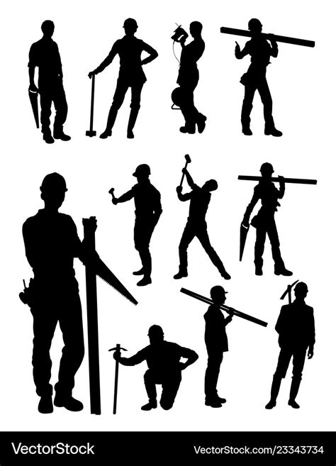 Construction worker gesture silhouette Royalty Free Vector