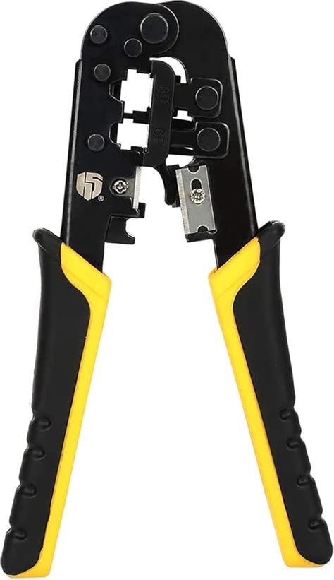 HS Dual-Modular Network Cable Cutting Stripping Crimper, Cat 5 Stripper Crimping Tool RJ45 RJ12 ...