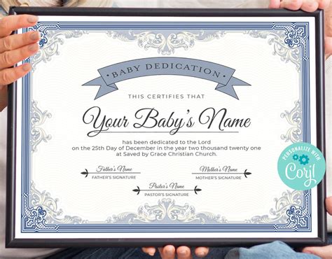 Editable Baptism Certificate & Baby Dedication Template — Posh Park