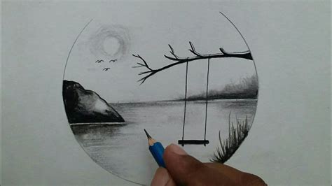 Easy scenery drawing step by step / pencil sketch drawing