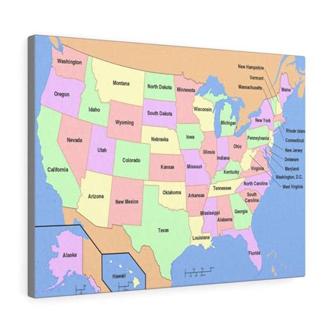 United States Map Canvas USA Map US Map Map of USA United - Etsy UK