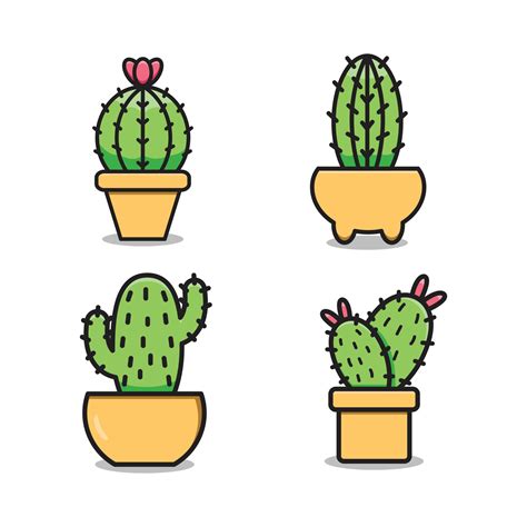 Set of cactus cartoon vector illustration. 5466790 Vector Art at Vecteezy