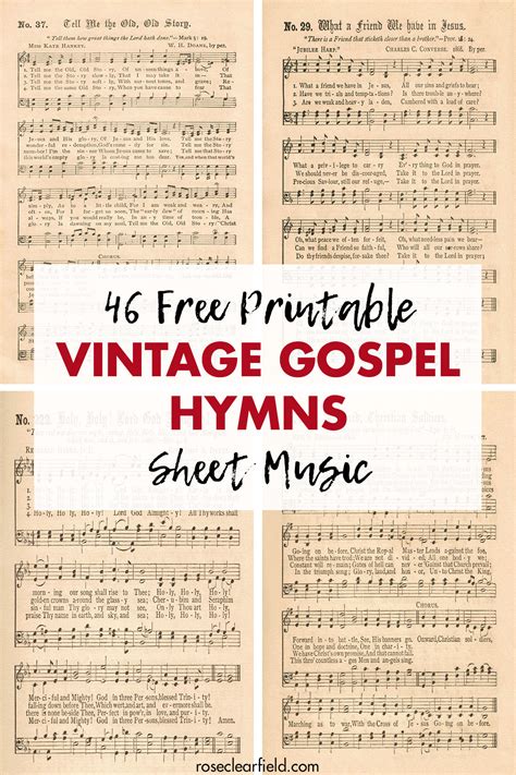 Old Gospel Hymns Printable Lyrics