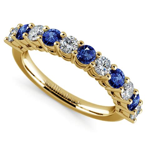 One Carat Eleven Diamond And Sapphire Ring in Yellow Gold