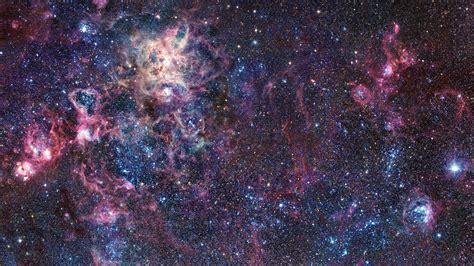 NGC 2070 large open cluster in the centre of the Tarantula Nebula in the Large Magellanic Cloud ...