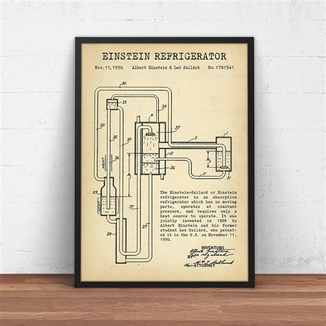 Einstein Refrigerator Patent Print Mad Scientist Decor | Etsy