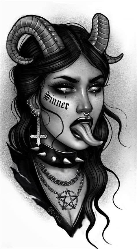 Dark and Mysterious Girl Face Tattoo