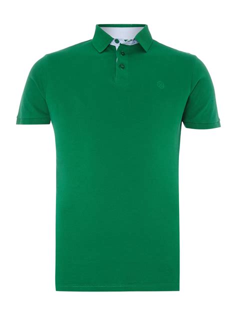 Casual friday Plain Grandad Collar Slim Fit Polo Shirt in Green for Men | Lyst