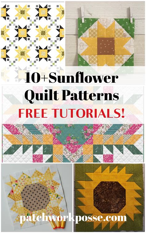 Sunflower Quilt Block Patterns - Free - Patchwork Posse