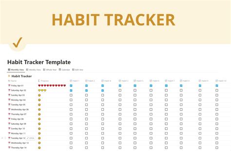 Free Notion Habit Tracker Template Notion Invoice Blog - Printable Habit Tracker