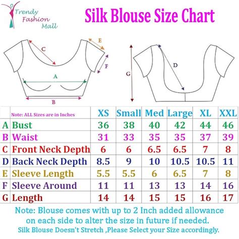 Blouse Size Chart