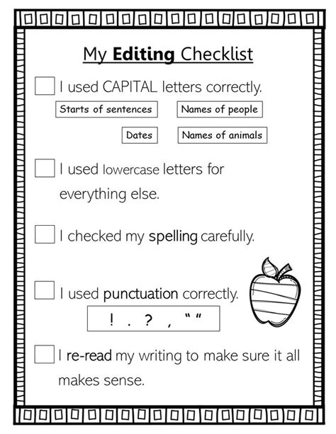 1st grade editing checklist | Writing checklist, Editing checklist, First grade writing checklist