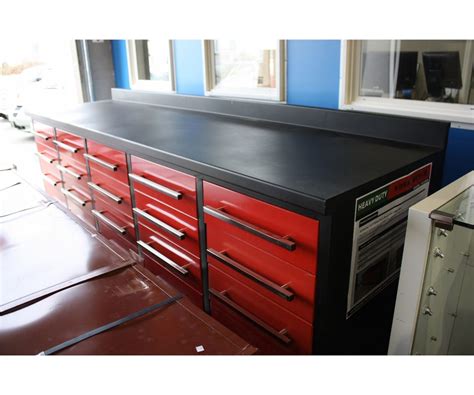 HEAVY DUTY 20 DRAWER 10' METAL WORKBENCH WITH 4" EDGE RISE - Able Auctions