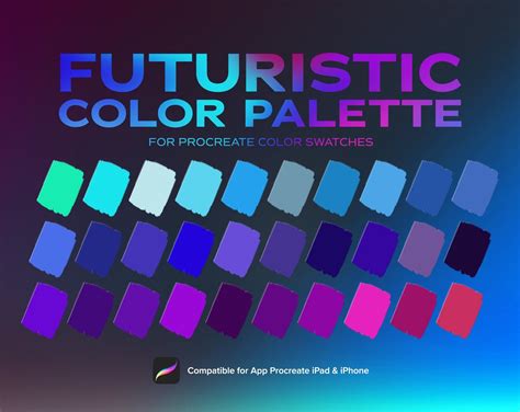 Futuristic Color Palette, Neon Color, Cyberpunk Color, Procreate Palette, Procreate Tools ...