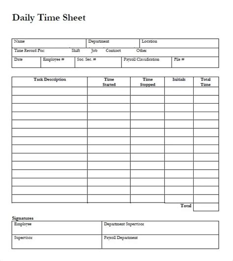 Employee Time Card Template Printable ~ Excel Templates