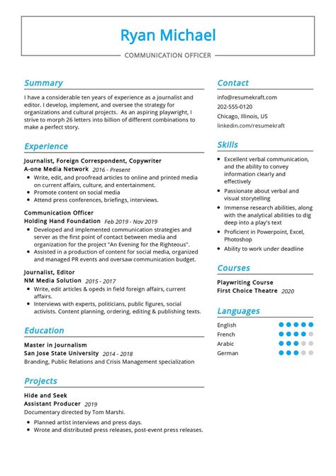 Communication Resume Ideas